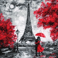 verliebtes Paar am Eiffelturm in der Nacht