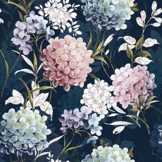 Wunderschöne Hortensienblüten in weiss, rose, blau, lila