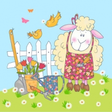 Kleines Schaf im Garten - Little gardening sheep - Petit mouton de jardinage