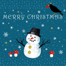 Merry Christmas Snowman & Bird
