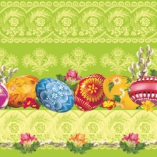 Ostereier und Blumen grün - Easter eggs & Flowers - Oeufs de Pâques et fleurs