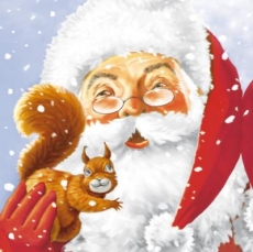 Weihnachtsmann mit Eichhörnchen - Santa with Squirrel - Père Noël avec Écureuils