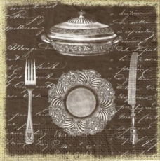 Besteck,Eingedeckt in Altsilber - Crockery and cutlery in antique silver