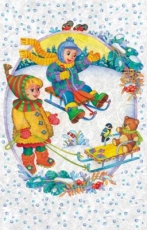 Kinderspaß im Schnee - Children having fun in snow - Les enfants samusent dans la neige