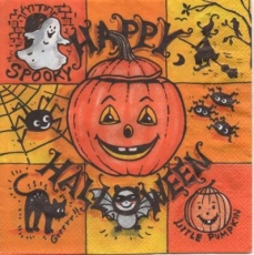 Katze, Fledermaus, Spinnen, Hexe - Happy Halloween - Chat, chauve-souris, araignée, sorcière