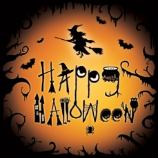 Hexe, Fledermäuse, Eule, Spinne - Happy Halloween - Witch, Spider, Owl, Bats -  Sorcière, araignée, hibou, chauve-souris