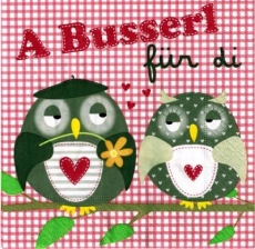 Eulenpaar - A Busserl für di - Owl Couple - Couple de hibou