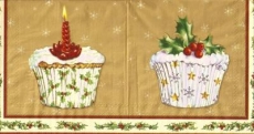 Törtchen, Muffin, Cupcake mit Kerze & Ilex - Cupcakes with candle & Ilex - Tartelettes, petits gâteaux avec bougie & houx