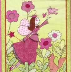 Blumenfee, Vogel mit Herz, Eichhörnchen - Flower fairy, bird with heart, squirrels - Fée de fleur, oiseau avec le coeur, les écureuils