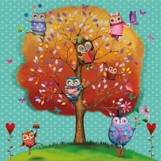 Lustige Eulen im Baum - Funny Owls in Tree  - Hiboux drôles dans larbre