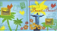 Grüße aus Brasilien, Briefmarken, Palmen - Greetings from Brazil, Stamps, palms - Salutations du Brésil, timbres, paumes