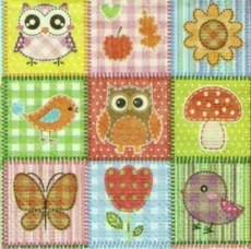Eulen, Vogel, Schmetterling........ - Colorful collage with owls, bird..... -  Collage coloré avec les hiboux, oiseau....