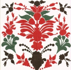Blumenmuster rot-schwarz-grün - Floral pattern in red-black-green - Motif floral en rouge-noir-vert