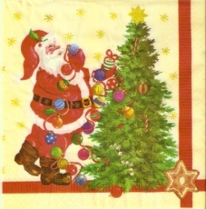 Weihnachtsmann schmückt den Baum - Santa Claus decorating the tree - Père Noël décorant larbre