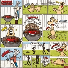 Comic mit Hund & Koch beim Grillen - Comic with dog & cook at barbecue - Comic avec chien & cuisinier au barbecue