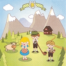 Kinder & Kuh in den Bergen - Children & cow in the mountains - Enfants & vache dans les montagnes