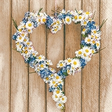 Herz aus Blumen auf Holz - Heart of flowers on wood - Coeur de fleurs sur le bois