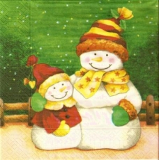 Großer & kleiner Schneemann warm angezogen - Big & little snowman dressed warmly - Bonhomme de grands & petits habillé chaudement