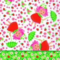 Elina Erdbeere mit Schirm & vielen Blumen - Elina strawberry with umbrella & lots of flowers - Elina fraises avec un parapluie et beaucoup de fleurs