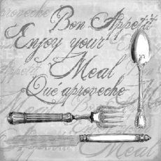Besteck, Bon Appetit, Enjoy your meal......grau  - Cutlery - Coutellerie