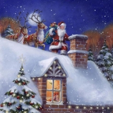 Weihnachtsmann auf dem Dach - Santa on the roof - Père Noël sur le toit