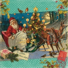 Nostalgischer Weihnachtsmann in seinem Schlitten - Nostalgic Santa Claus in his sleigh - Nostalgique de Santa Claus dans son traîneau