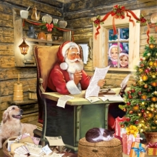 Weihnachtsmann, Wunschzettel, Kinder, Hund, Katze - Santa Claus, wish list, children, dog, cat - Père Noël, souhait, enfant, chien, chat