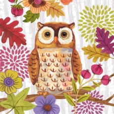 Eule mit Blumen & Blättern - Owl with flowers & foliage - Owl avec des fleurs et feuillage