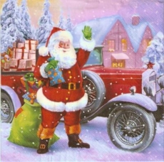 Weihnachtsmann mit seinem Auto voller Geschenke - Santa Claus with his car full of gifts - Père Noël avec sa voiture pleine de cadeaux