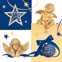 weihnachtsdekoration & 2 goldene Engel - Christmas decoration & 2 golden angels - Décoration de Noël et 2 anges dorés