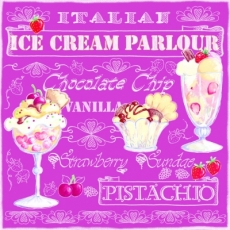 Eisdiele, köstliche Eisbecher, leckeres italienisches Eis lila - Ice-cream parlour, delightful sundaes, tasty Italian ice - Glacier, coupes glacées délicieuses, glace italienne délicieuse