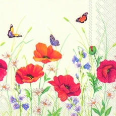 Blumenwiese mit Mohn & Schmetterlingen - flower meadow with poppies & butterflies - prairie de fleurs de coquelicots et de papillons