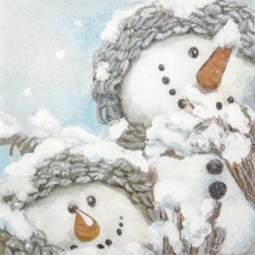 2 Schneemannfreunde warm angezogen - 2 snowmen friends dressed warmly - 2 bonhommes de neige amis habillés chaudement