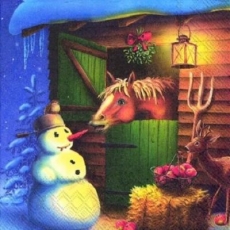 Pferd will Schneemanns Karottennase - Horse wants snowmans carrot nose - Cheval veut bonhomme de neige nez de carotte