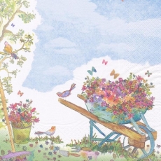 Vögel, Schubkarre, Blumen - mein Gartenparadies - Birds, wheelbarrow, flowers - my garden paradise - Oiseaux, Brouette, Fleurs - mon jardin paradisiaque