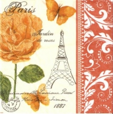 Post aus Paris, Schmetterlinge, Rose, Stempel, Muster - Post from Paris, butterflies, rose, stamp, pattern - Poster de Paris, papillons, rose, timbre, modèle