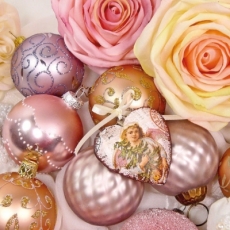 Pastelfarbene Weihnachtskugeln mit Engel - Pastel-colored Christmas balls with angel - Couleurs pastel Boules de Noël avec des ange