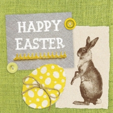 2 Osterhasen, 1 Osterei &  Leinen, grün - 2 Easter bunnies, 1 Easter egg & linen, green - 2 lapins de Pâques, 1 oeuf de Pâques & lin, vert