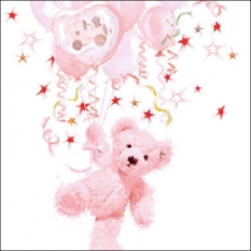 Teddybär, Ballons, Baby, Mädchen, rose - Plush bear, balloons, baby girl, pink - Ours en peluche, ballons, bébé, Fille, rose