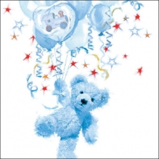 Teddybär, Ballons, Baby, Junge, blau- Plush bear, balloons, baby boy, Blue - Ours en peluche, ballons, bébé, Garçon, bleu