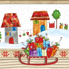Winter-Dorf, Schlitten, Geschenke - Winter-Village, Sleigh, Presents - Village dhiver, traîneau, cadeaux