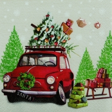 Fiat 500, Tannenbäume, Geschenke, Schlitten, Weihnachtsbaum - Fiat 500, fir trees, gifts, sleigh, Christmas tree - Fiat 500, arbres de Noël, cadeaux, traîneau...