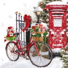 Fahrrad mit Geschenken im Schnee - Bicycle with presents in the snow - Vélo avec des cadeaux dans la neige