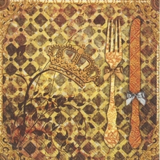 Besteck, Goldrahmen & Krone - Cutlery, golden frame & crown - Couverts, cadre doré et couronne