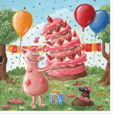 Feier, Geburtstag, Party mit Maulwurf, Maus, 2 Schweinen & Biene - Celebration, birthday, party with mole, mouse, 2 pigs & bee - Célébration, anniversaire, fête avec taupe, souris, 2 cochons et abeill