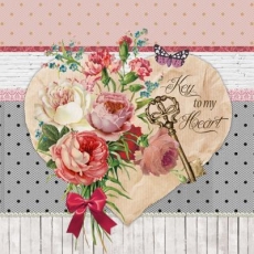 Herz, Schlüssel, Rosen & andere Blumen - Heart, key, roses & other flowers - Coeur, clé, roses et autres fleurs