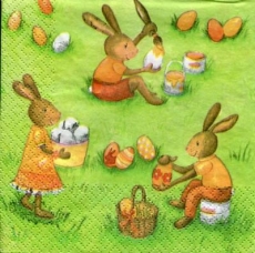 3 Häschen bemalen Eier - 3 bunnies paint eggs - 3 lapins peignent des oeufs