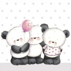 3 süsse Pandababys, Pandabären mit einen Luftballon - 3 cute panda babies, panda bears with a balloon - 3 bébés panda mignons, panda avec un ballon