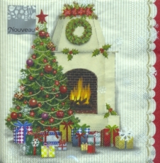 Weihnachtsbaum & Geschenke vor einem Kamin - Christmas tree & gifts in front of a fireplace - Arbre de Noël et cadeaux devant une cheminée