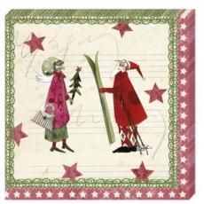 Engel, Weihnachtsmann mit Ski - Angel, Santa Claus with ski - Ange, Père Noël avec ski